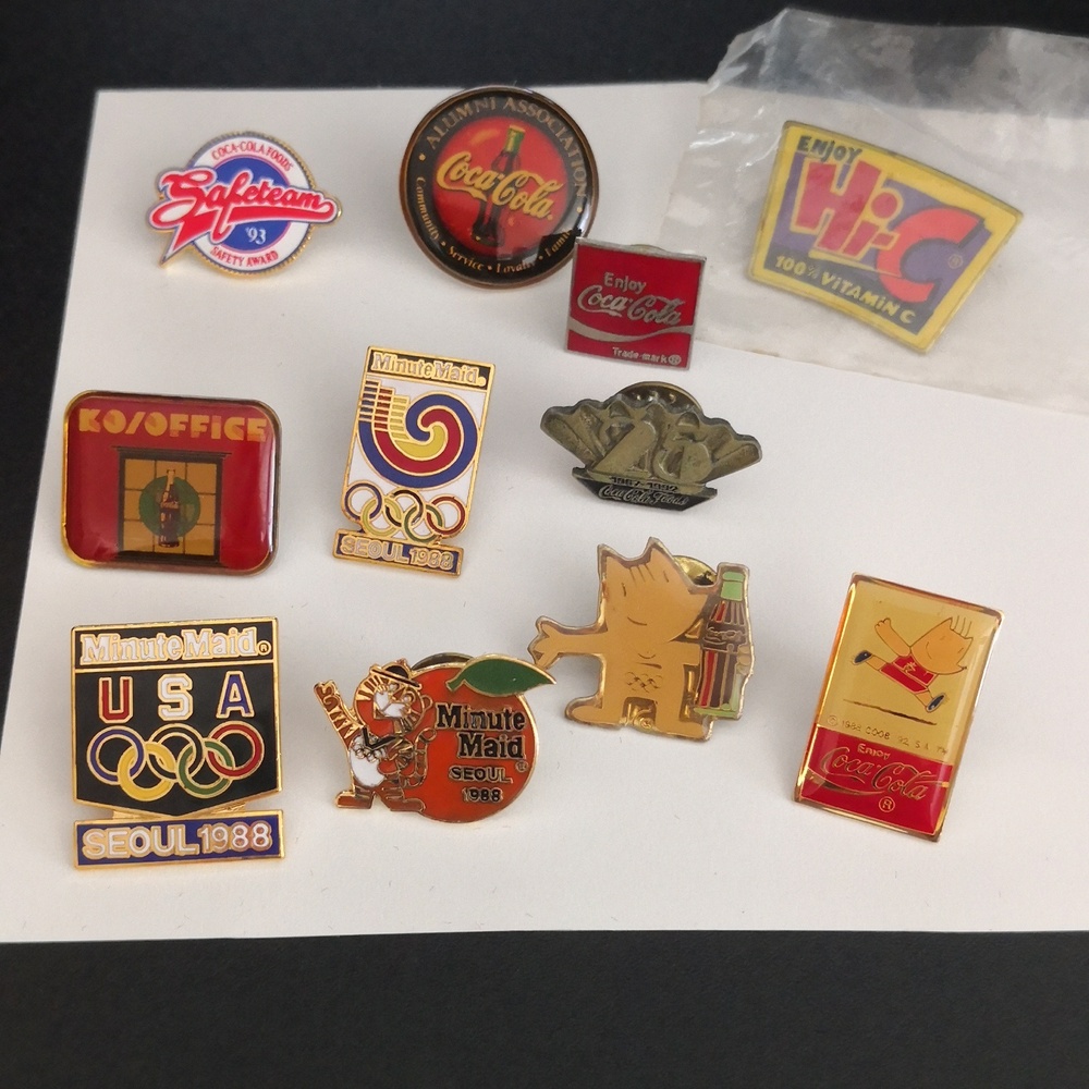 Vintage Olympic 1988 & 1992 Minute Maid & Coca-Cola Lapel Pin Collection